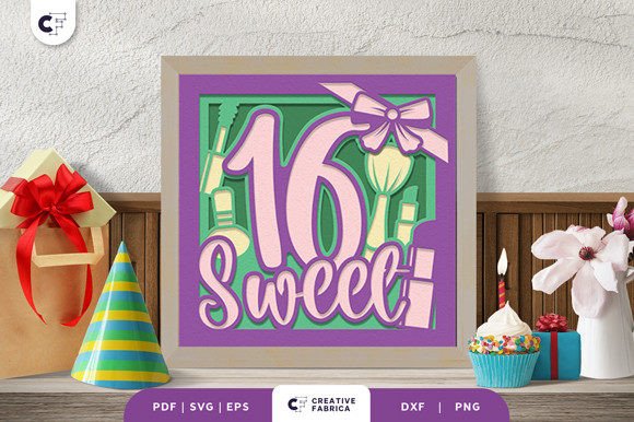 16th Birthday Girl 3D Layered Paper Cut SVG for Birthdays
