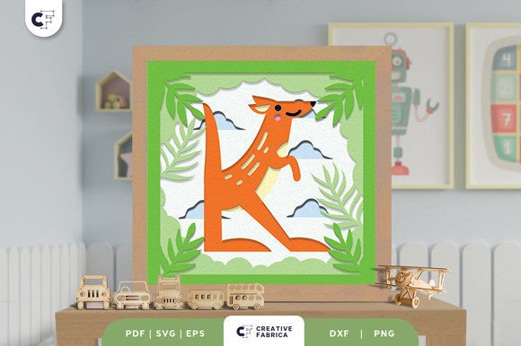 Alphabet Animal Letter K 3D SVG for Birthdays