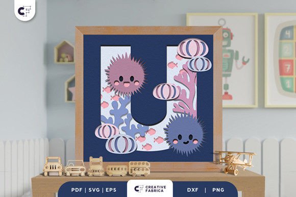 Alphabet Animal Letter U 3D SVG for Birthdays