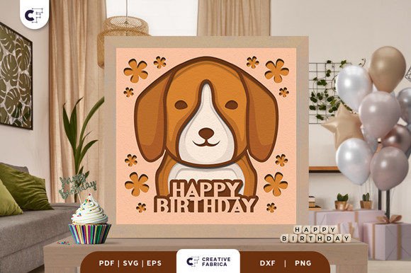 Birthday Basset Hound 3D SVG for Birthdays