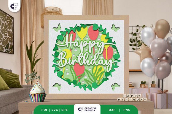 Birthday Box Floral Wreath Shadow Box 3D SVG Review