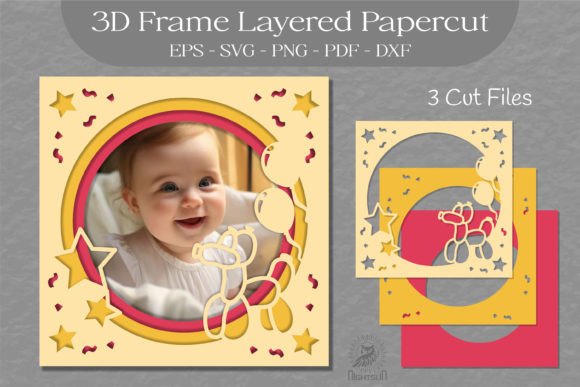 Birthday Photo Frame Layered Paper Cut 2 for Shadow Boxes
