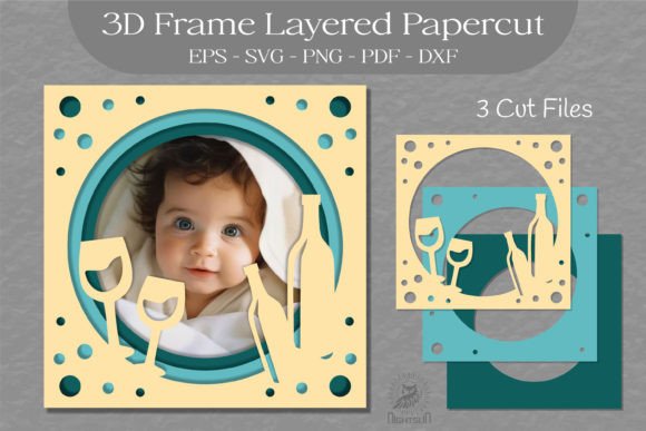 Birthday Photo Frame Layered Paper Cut 9 for Shadow Boxes
