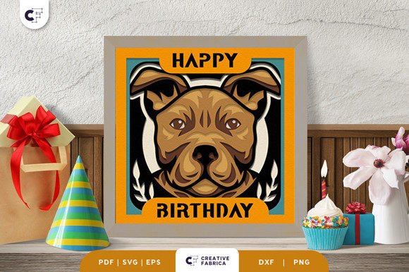 Birthday Pitbull 3D Paper Cut: A 3D SVG for Birthdays