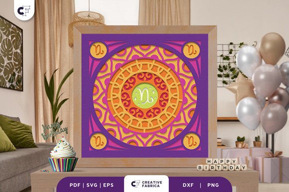 Capricorn 3D Shadow Box SVG for Birthdays