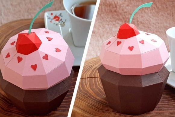 Cherry Cupcake Box: 3D SVG for Birthdays