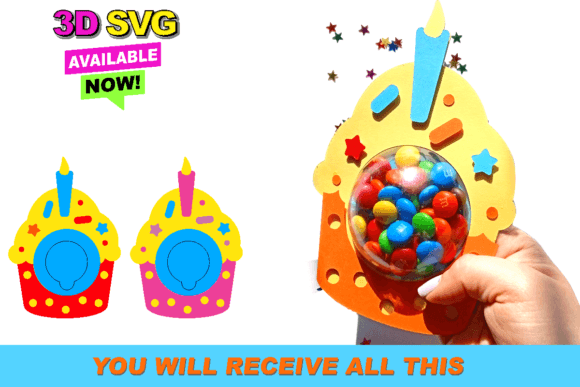 Cupcake Candy Holder: 3D SVG for Birthdays