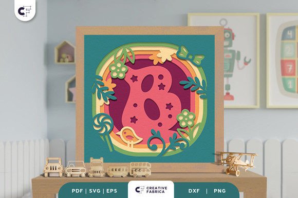 Floral Alphabet Letter B 3D Shadow Box for Birthdays