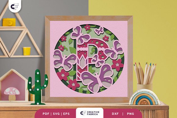 Floral Alphabet Letter P 3D Shadow Box: A 3D SVG for Birthdays