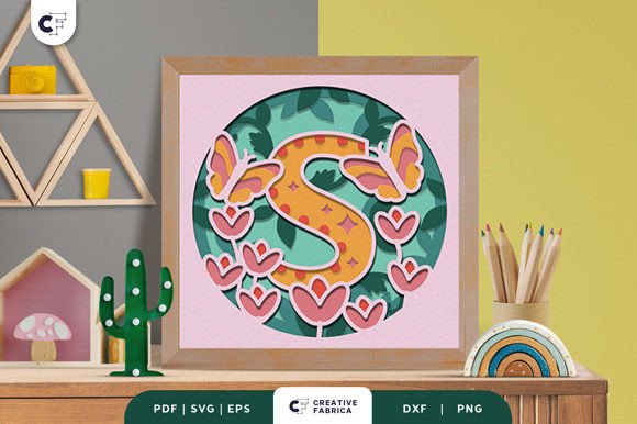 Floral Alphabet Letter S 3D Shadow Box for Birthdays