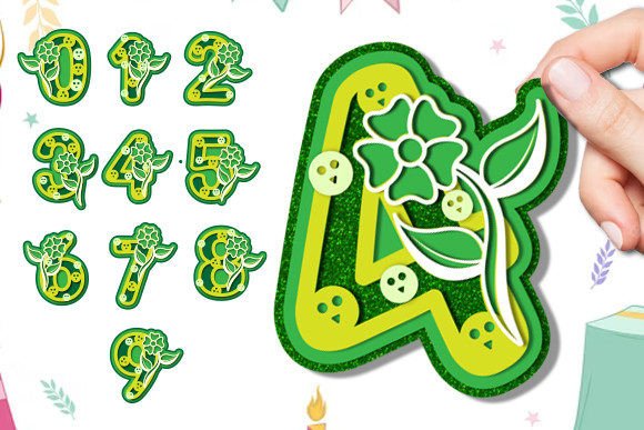 Floral Number 3D SVG: Laser Cutting & Birthday Assets