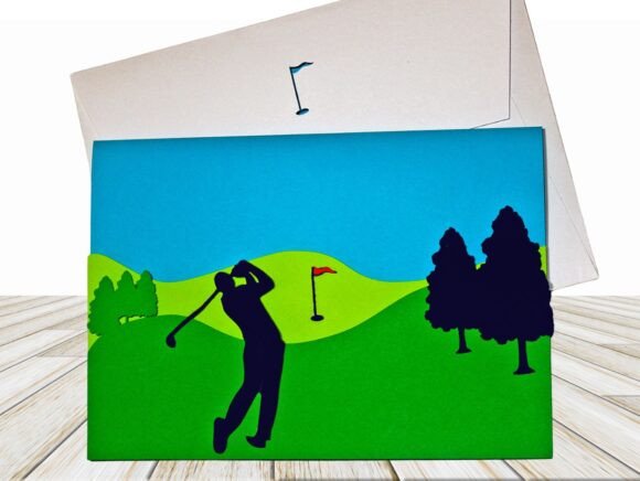 Golfing Card Layered 3D SVG for Birthdays
