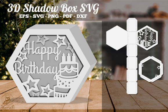 Happy Birthday Cake Hexagon Shadow Box: 3D SVG Review