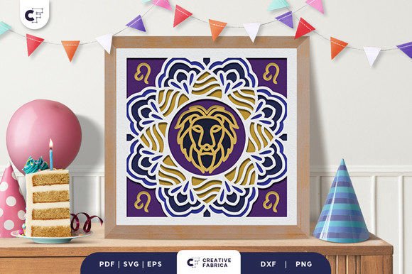 Leo Zodiac 3D Shadow Box Papercut for Birthdays
