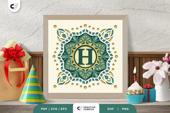 Letter H 3D Papercut Shadow Box for Birthdays