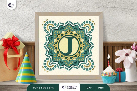 Letter J 3D Papercut SVG for Birthdays