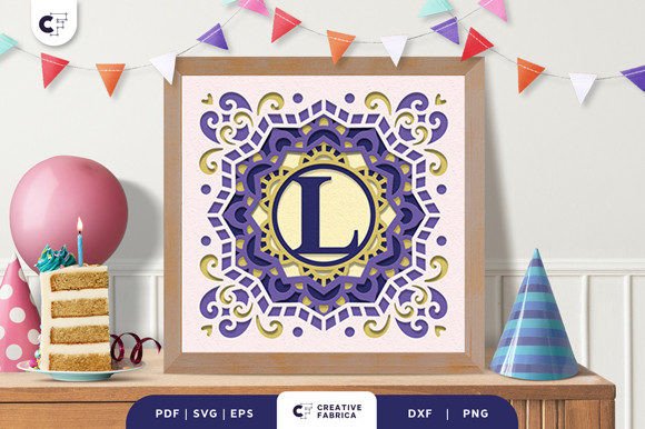 Letter L 3D Papercut Shadow Box for Birthdays