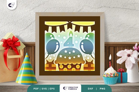 My 4th Birthday 3D Shadow Box Paper Cut SVG