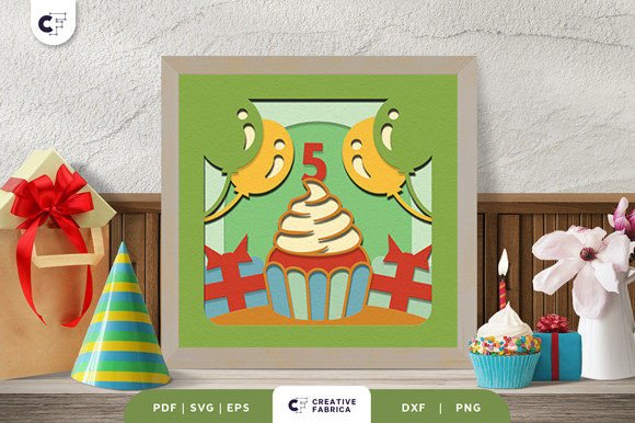 My 5th Birthday 3D Shadow Box Paper Cut SVG
