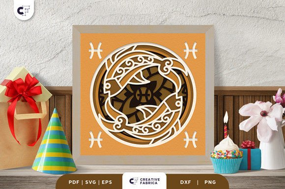 Pisces Mandala 3D SVG for Birthdays & Sales