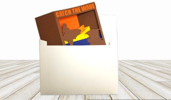 Sunset Surf Shadowbox Card SVG for Birthdays